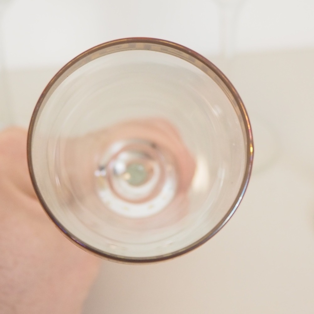 Vtg Gold Rimmed Glass Champagne Flutes Six Pcs Made in Italy Greek Key Art Deco - Picture 7 of 10